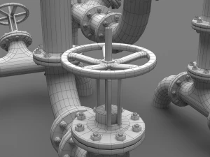 pbr industrial pipes middle 3D Model