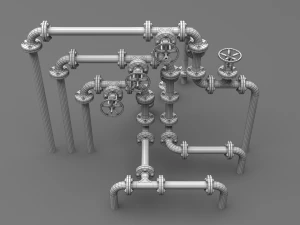 pbr industrial pipes small 3D Model