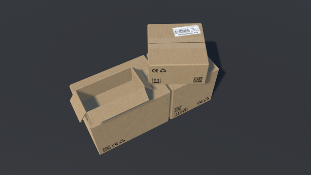pbr cardboard boxes animated and destructible Modello 3D .c4d .max .obj .3ds .fbx .stl .blend 