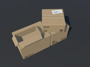 pbr cardboard boxes animated and destructible 3D Model