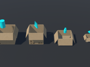 pbr cardboard boxes animated and destructible Modello 3D
