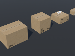 pbr cardboard boxes animated and destructible Modello 3D