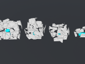 pbr cardboard boxes animated and destructible Modello 3D