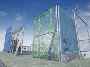 ogrodzenie z ogniwami łańcucha pbr Model 3D