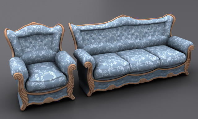 sofa and armchair 3D 모델 .c4d .max .obj .3ds .fbx .stl .blend 