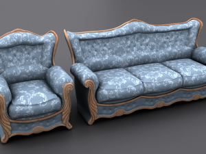 sofa and armchair 3D-Modell