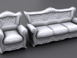 sofa and armchair 3D Model