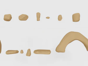 만화 록 세트 로우 폴리 3D 모델