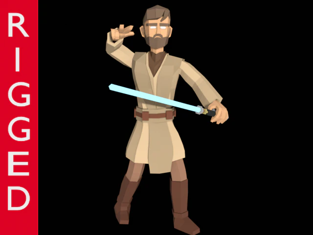 star wars obi wan jedi 3d rigged model low poly low-poly 3D Model .c4d .max .obj .3ds .fbx .stl .blend 