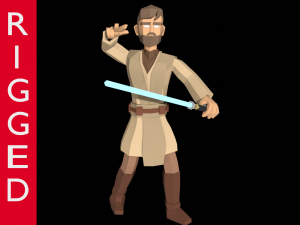 star wars obi wan jedi 3d rigged model low poly low-poly 3D 모델