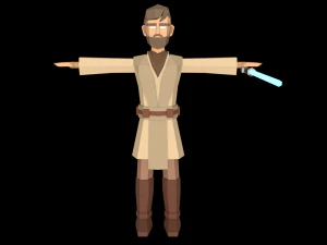 star wars obi wan jedi 3d rigged model low poly low-poly 3D Model