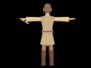 star wars obi wan jedi 3d rigged model low poly low-poly 3D Model
