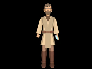 star wars obi wan jedi 3d rigged model low poly low-poly 3D Model