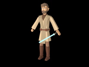 star wars obi wan jedi 3d rigged model low poly low-poly 3D Model