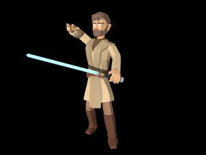 star wars obi wan jedi 3d rigged model low poly low-poly 3D-Modell