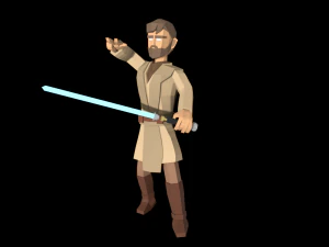 star wars obi wan jedi 3d rigged model low poly low-poly 3D Model