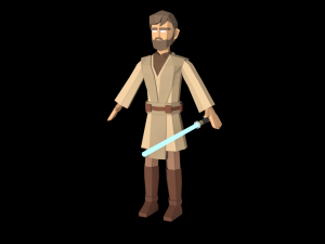 star wars obi wan jedi 3d rigged model low poly low-poly 3D-Modell