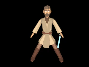 star wars obi wan jedi 3d rigged model low poly low-poly 3D Model