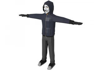 hacker anonymous low poly 3d rigged model low-poly 3D Model