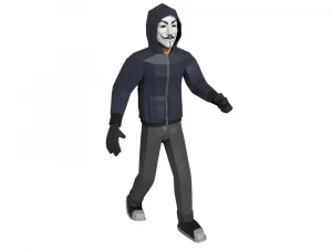 hacker anonymous low poly 3d rigged model low-poly 3D Model