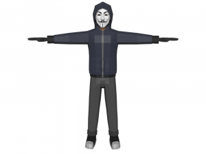 hacker anonymous low poly 3d rigged model low-poly Modello 3D