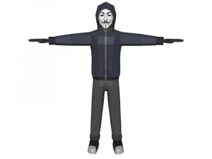 hacker anonymous low poly 3d rigged model low-poly 3D Model