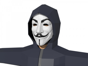 hacker anonymous low poly 3d rigged model low-poly Modello 3D