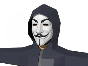hacker anonymous low poly 3d rigged model low-poly 3D Model