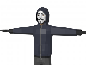 hacker anonymous low poly 3d rigged model low-poly Modello 3D
