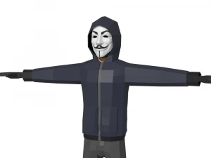 hacker anonymous low poly 3d rigged model low-poly 3D Model