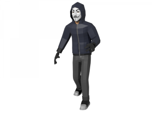 hacker anonymous low poly 3d rigged model low-poly Modello 3D