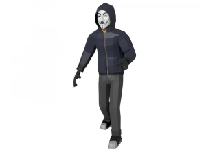 hacker anonymous low poly 3d rigged model low-poly 3D Model