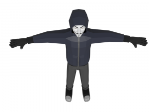 hacker anonymous low poly 3d rigged model low-poly Modello 3D
