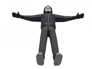hacker anonymous low poly 3d rigged model low-poly 3D Model
