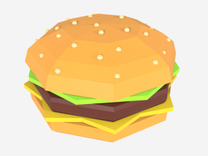 low-poly burger combo food potatoes and soda 3d low-poly 3Dモデル