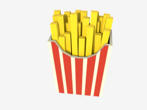 низькополігональний гамбургер, комбінована їжа, картопля та газована вода, 3D, низькополігональний 3D Модель