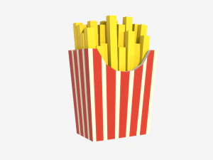 низькополігональний гамбургер, комбінована їжа, картопля та газована вода, 3D, низькополігональний 3D Модель