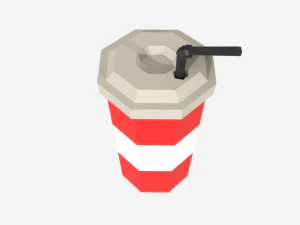 низькополігональний гамбургер, комбінована їжа, картопля та газована вода, 3D, низькополігональний 3D Модель