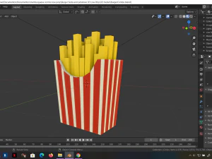 низькополігональний гамбургер, комбінована їжа, картопля та газована вода, 3D, низькополігональний 3D Модель