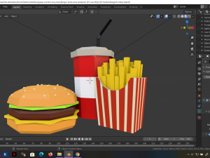 low-poly burger combo food potatoes and soda 3d low-poly 3Dモデル