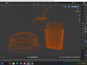 low-poly burger combo food potatoes and soda 3d low-poly 3Dモデル