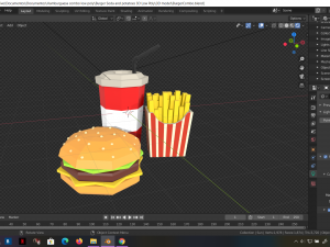 low-poly burger combo food potatoes and soda 3d low-poly 3Dモデル