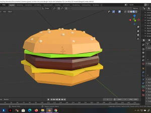 низькополігональний гамбургер, комбінована їжа, картопля та газована вода, 3D, низькополігональний 3D Модель