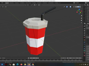 низькополігональний гамбургер, комбінована їжа, картопля та газована вода, 3D, низькополігональний 3D Модель