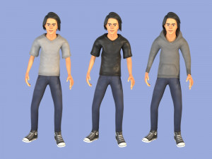 man boy rigged and animated low-poly 3D-Modell