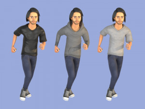 man boy rigged and animated low-poly 3D-Modell