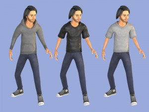 man boy rigged and animated low-poly 3D-Modell
