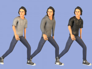 man boy rigged and animated low-poly 3D-Modell
