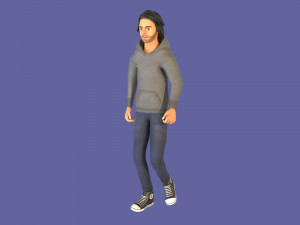 man boy rigged and animated low-poly 3D-Modell