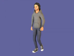 man boy rigged and animated low-poly 3D Model